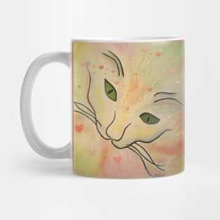 Colorful Abstract Cat Face With Hearts Mug